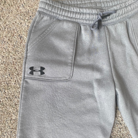 Youth Large Under Armour Coldgear Pants Grey Bottoms Sweatpants - Picture 2 of 5